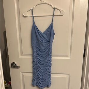 Lucy in the Sky Blue Ruched Bodycon Mini Dress